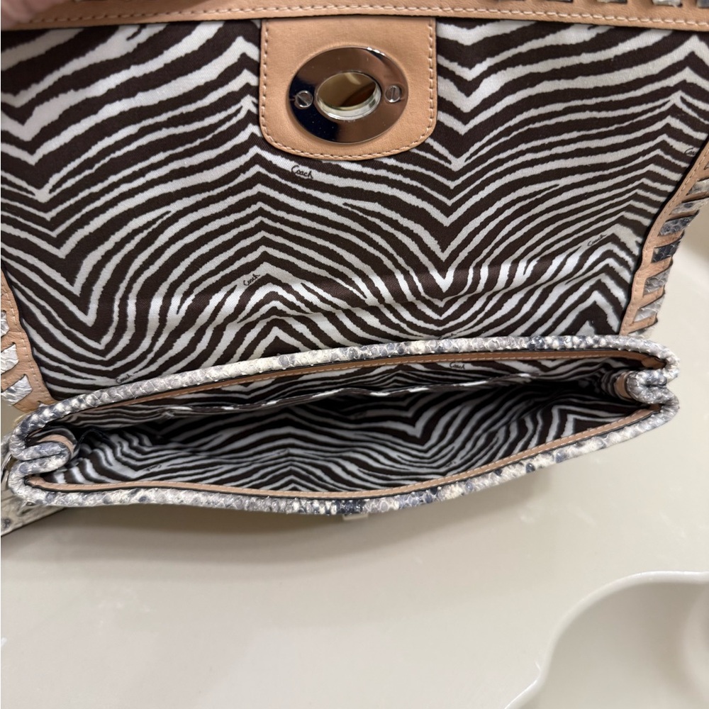 Coach Natalie Straw clutch with Python embossed l… - image 4